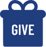 A blue gift box icon with a ribbon on top and the word "GIVE" written in white letters in the center.